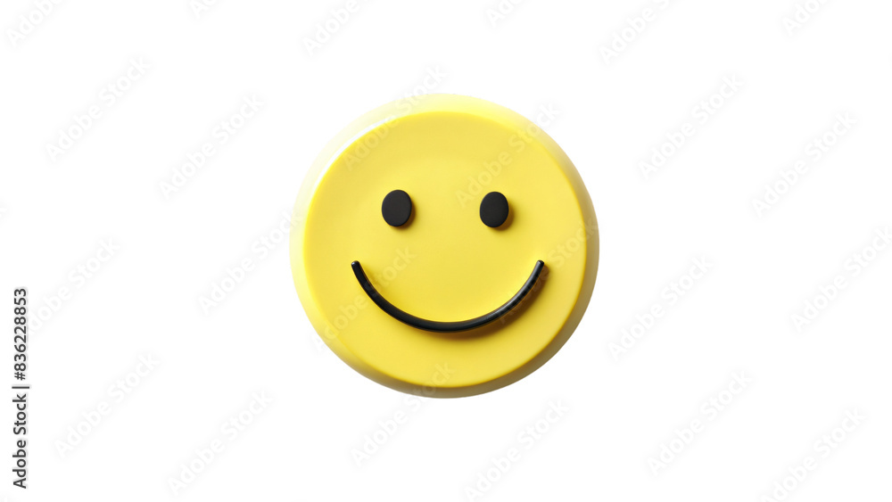 Fototapeta premium A row of simple yellow smiley faces on a white background