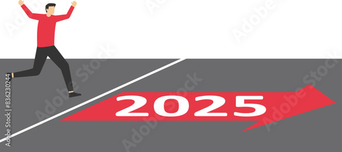 Business planning, New journey, competition concept.Start of a race, new year, 2025
