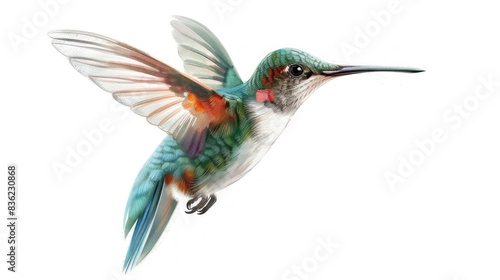 beautiful hummingbird on white background