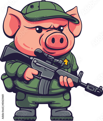 Pig Army vector illustration