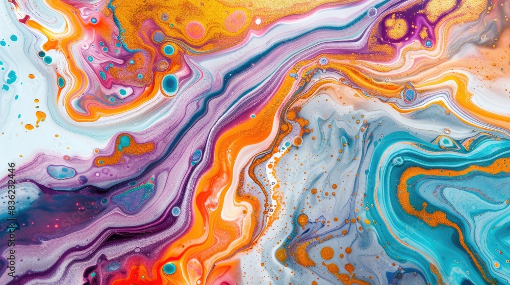 Abstract Liquid Art with Vibrant Colors and Golden Glitter Abstract Liquid Art with Vibrant Colors and Golden Glitter