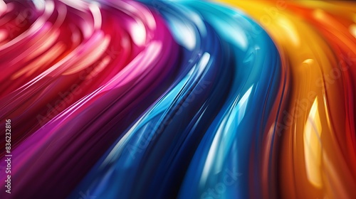 Curved glossy colorful cords background.