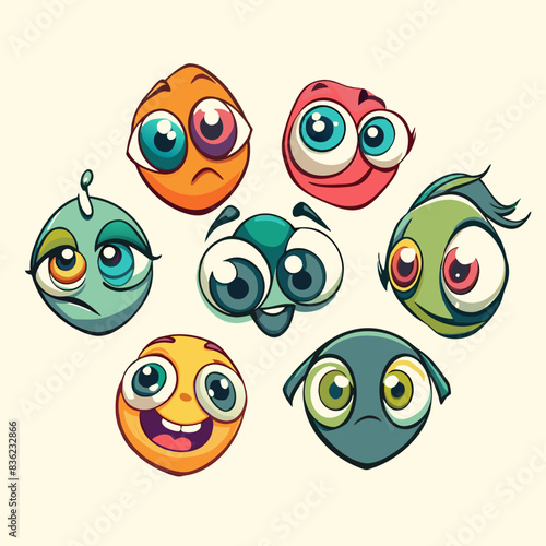 Wallpaper Mural vector colorful cartoon eyes expression set Torontodigital.ca