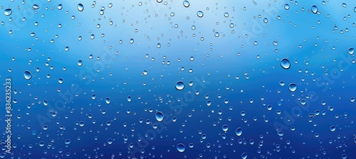 Water droplets on a blue background