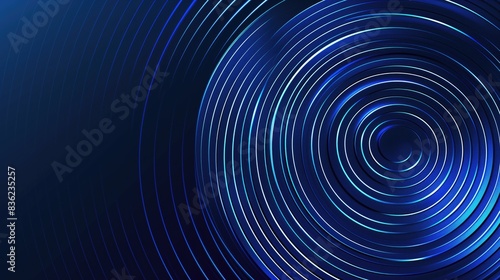 Abstract glowing circle lines on dark blue background. Geometric lines design. Modern shiny blue lines. Futuristic technology concept. Perfect for poster  cover  banner  brochure  website.