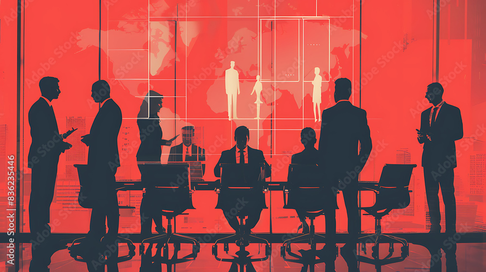Conceptual office illustration Imagining a workplace that includes space and employees Conceptual office illustration Imagining a workplace that includes space and employees