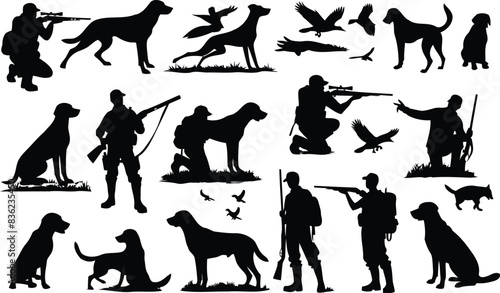 Vector A Hunter and Dog Silhouettes Sublimation collection in different poses