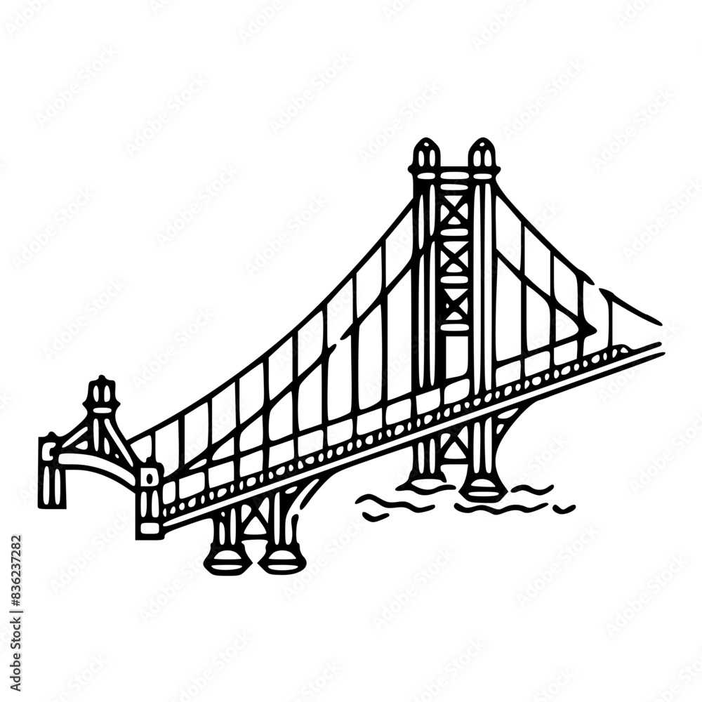 Obraz premium Bridge icon, architecture icon, transportation icon, construction icon, building icon, travel icon, business icon, industry icon, industrial icon, railway icon, pillar icon, urban icon, drawbridge
