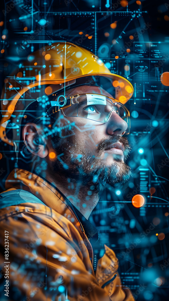 Industrial engineer with workflow diagrams concept for petrochemical ...
