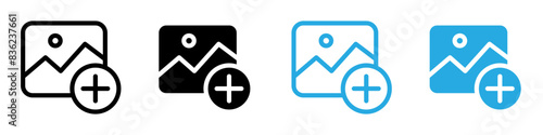 Upload photo icon logo set vector