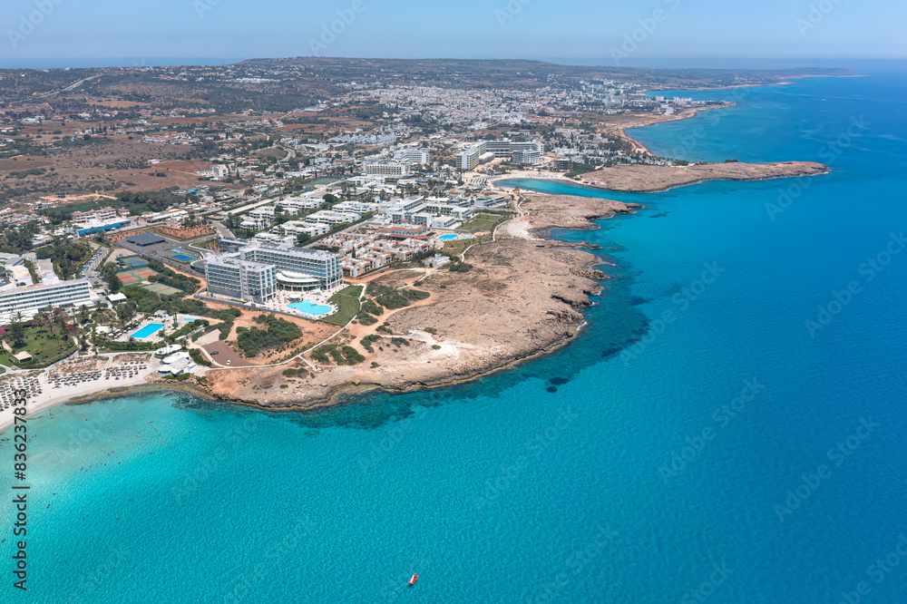 Aerial view of coastal city of Ayia Napa and turquoise waters. Cyprus Aerial view of coastal city of Ayia Napa and turquoise waters. Cyprus
