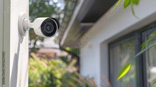 Sleek wireless CCTV camera positioned above a front door, providing high-definition surveillance of a welcoming home entrance advanced home protection