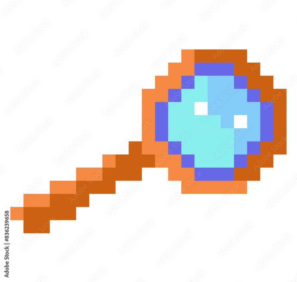 Obraz premium Pixel art illustration magnifying glass. Pixelated lup. magnifying glass lup icon pixelated for the pixel art game and icon for website and video game. old school retro.