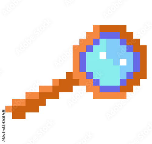 Pixel art illustration magnifying glass. Pixelated lup. magnifying glass lup icon pixelated for the pixel art game and icon for website and video game. old school retro.