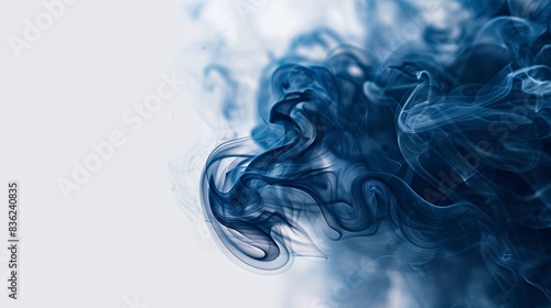 A blue smokey wave with a white background