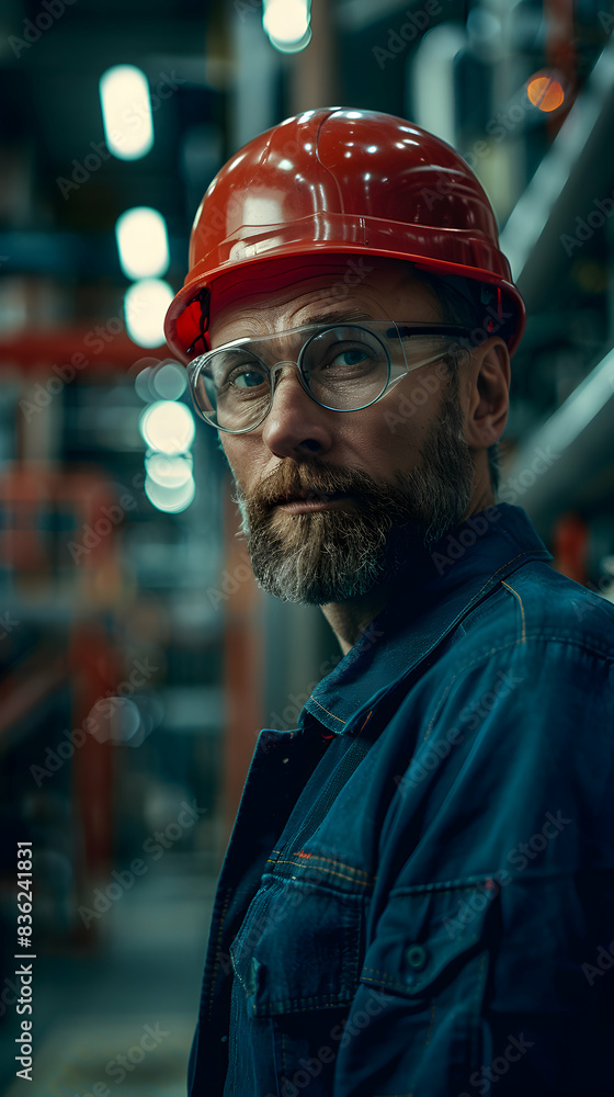 Photo realistic production supervisor and assembly line concept in petrochemical industry leadership and efficiency personified for corporate and industrial advertising Photo realistic production supervisor and assembly line concept in petrochemical industry leadership and efficiency personified for corporate and industrial advertising