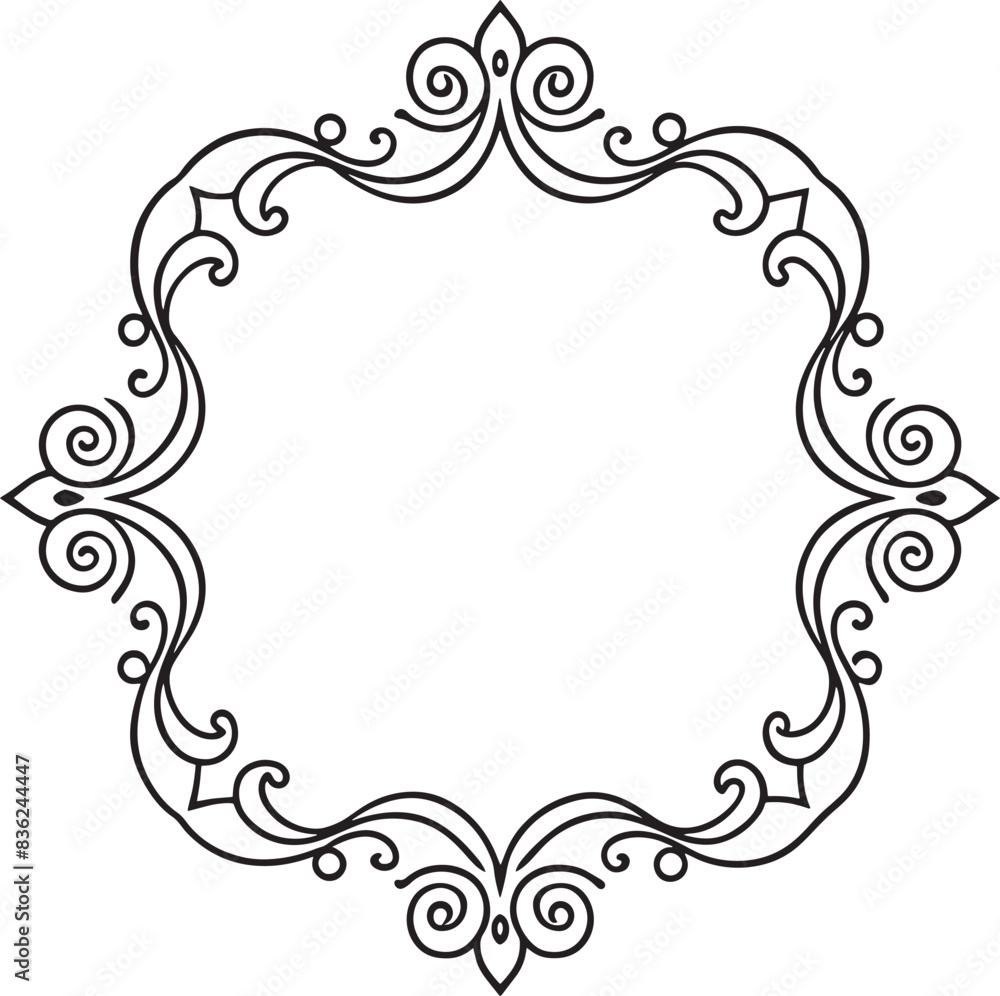 frame with floral ornament illustration black and white frame with floral ornament illustration black and white