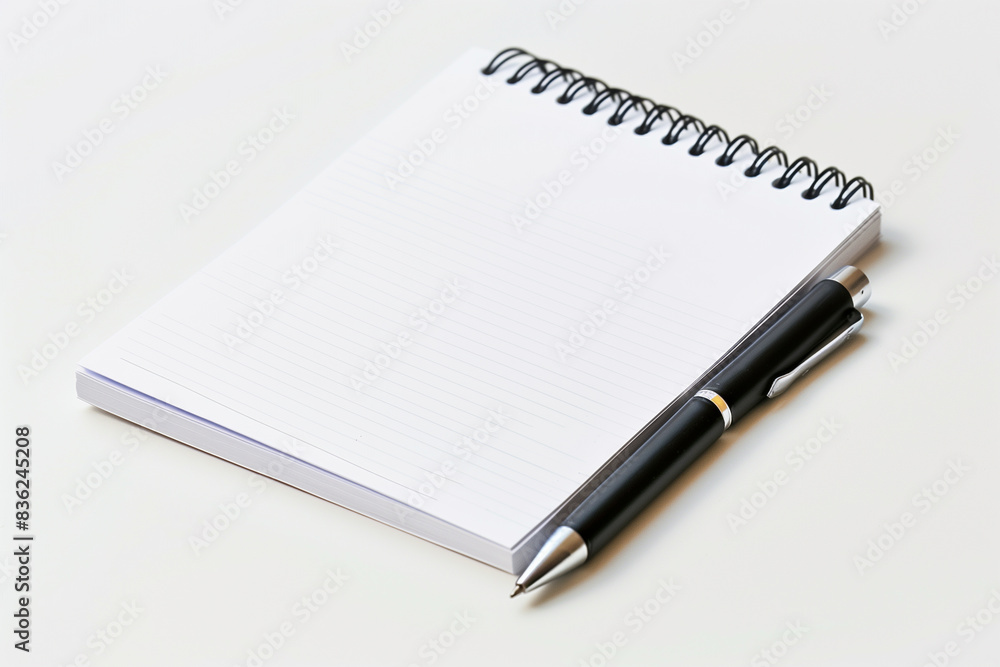 Notepad on a white background with ample text space - High-detail 8K UHD. Ideal for promotional and marketing designs. Notepad on a white background with ample text space - High-detail 8K UHD. Ideal for promotional and marketing designs.