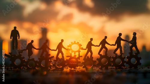 Photo realistic Trainer Leading Team Building Exercises Illustrating Collaboration Teamwork in Business Training Ads Teamwork Growth Concepts in Photo Stock
