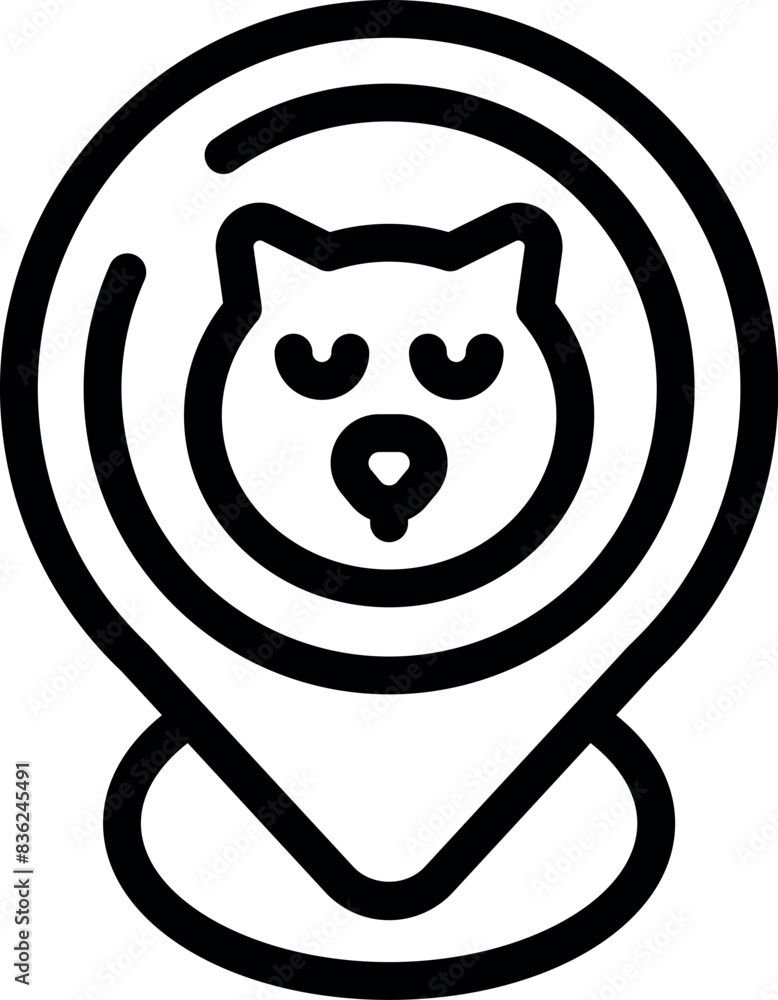 Pet location marker icon with black and white vector design for animal tracking and gps navigation services on a mobile app and web interface Pet location marker icon with black and white vector design for animal tracking and gps navigation services on a mobile app and web interface