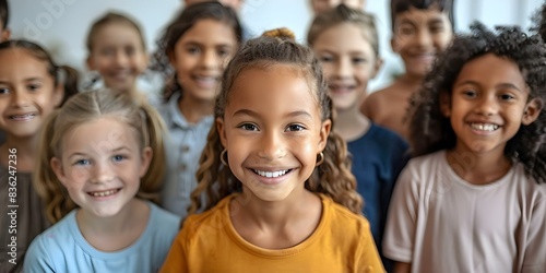 Celebrating Multicultural Unity A Diverse Group of Smiling Children. Concept Cultural Diversity, Unity, Children, Smiling, Multiculturalism