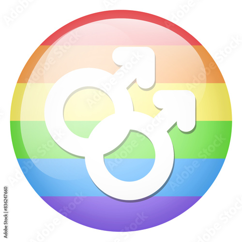 lgbt symbol of two men. Gay. Round icon. Vector graphics.