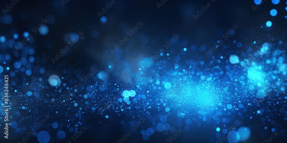 Obraz premium blue and glow particle abstract bokeh background.
