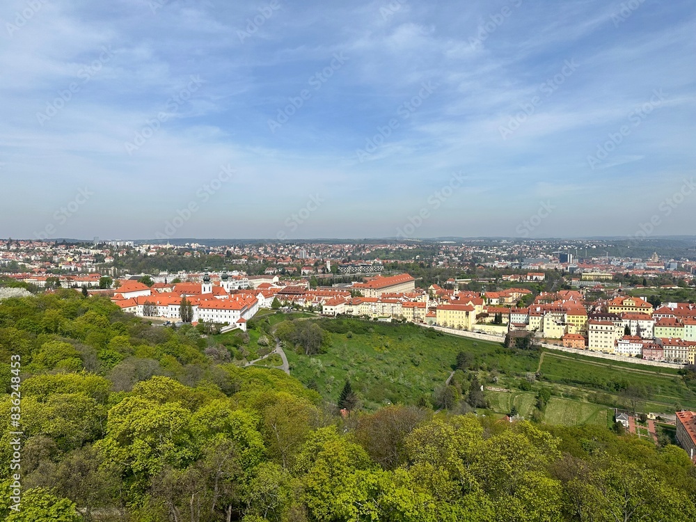 Obraz premium Panoramic View from the Petřín Tower in Prague, Czechia (Czech Republic)