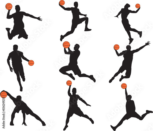 Men Basketball Players, basketball silhouette, sport vector files