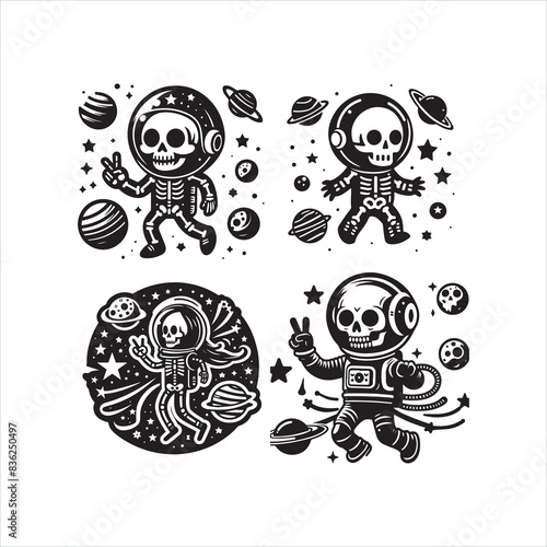 groovy skeleton austrunut cartoon tropical sticker vector design1