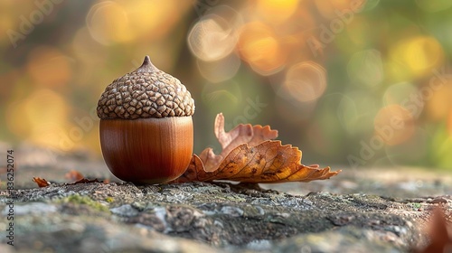 Golden Hour Glow: A Single Hazelnut in Autumnal Light