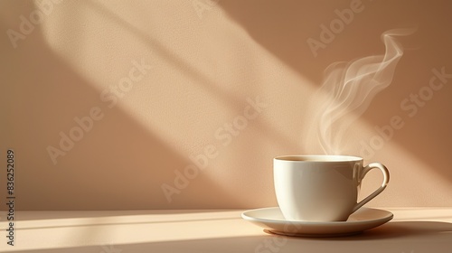 Morning Serenity: Steaming Coffee in Soft Morning Light