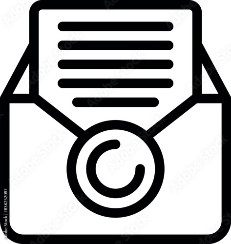 Vector illustration of a copyright mail icon with an envelope. Representing the concept of sending official legal documents and protecting intellectual property rights
