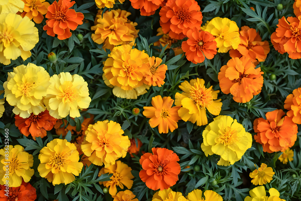 Vibrant orange and yellow blooms background