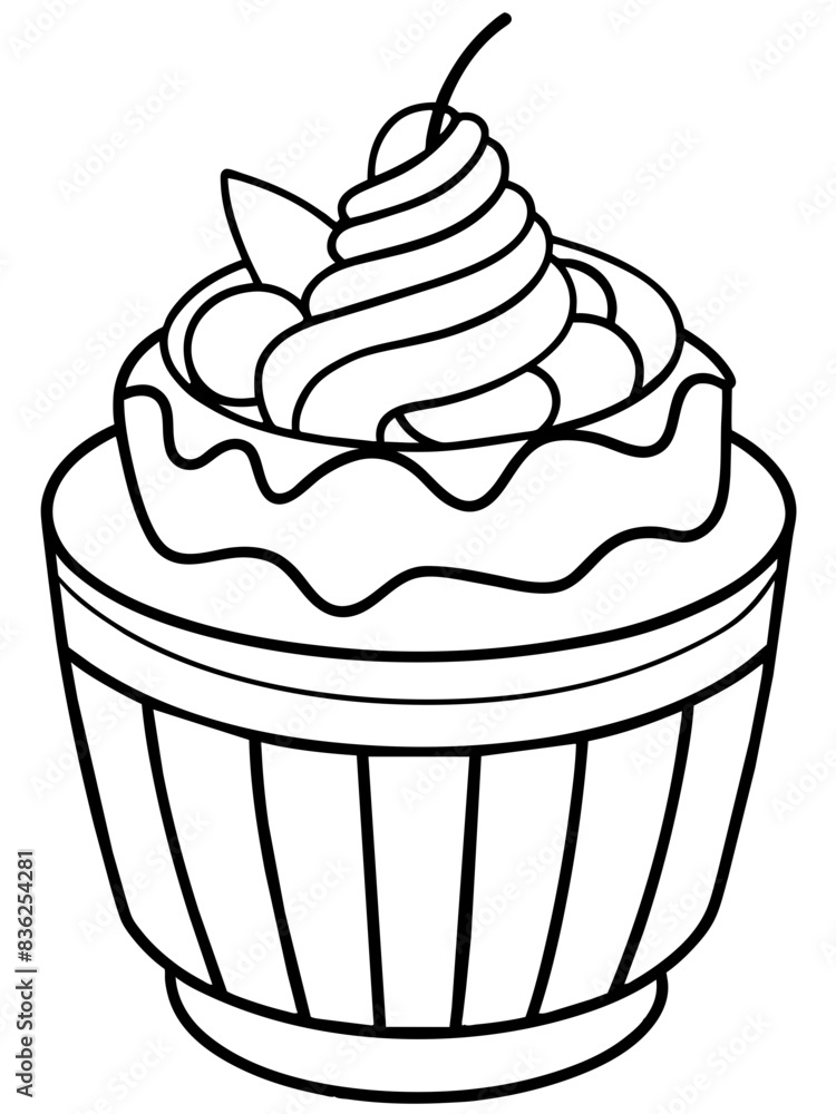 Beautiful and delicious dessert line art vector  