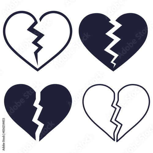 Heartbroken icon for ending relationship, divorce and separating sign