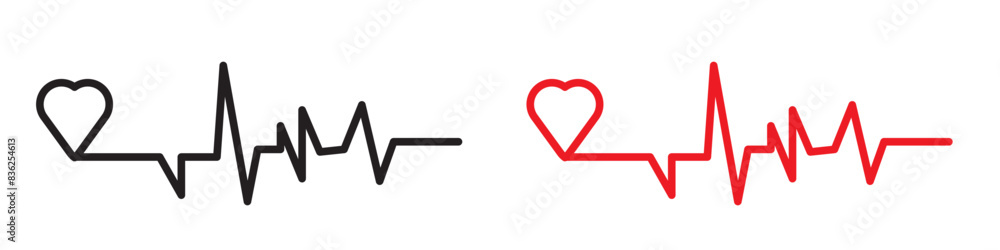 Heart rate pulse icon line art vector Heart rate pulse icon line art vector
