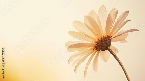 Radiant Bloom: A Single Daisy Against a Soft Golden Background