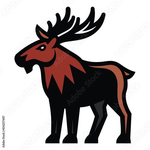 Solid color Cervalces latifrons  Broad Fronted Moose  animal vector design