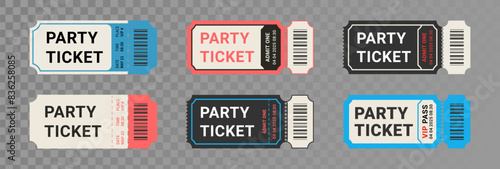 Collection of tickets and coupons in vintage style isolated on background