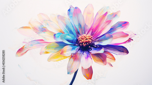 Colorful flower on white background gloomy