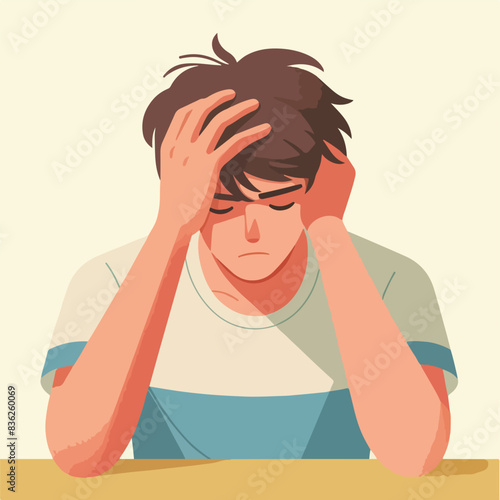 Hand drawn headache cartoon illustration