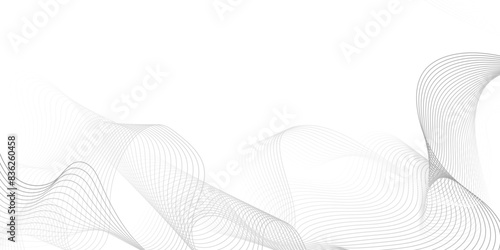 Abstract grey wavy lines Digital frequency track equalizer background. Curved wave smooth stripe seamless pattern. Wave lines created using blend tool. graphic design template banner business wave.