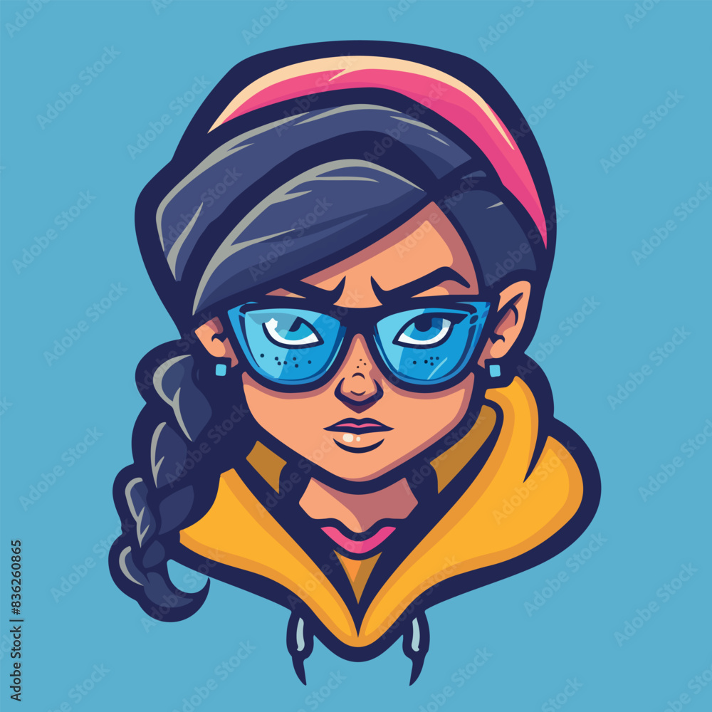 Lady geek cartoon vector illustration Lady geek cartoon vector illustration