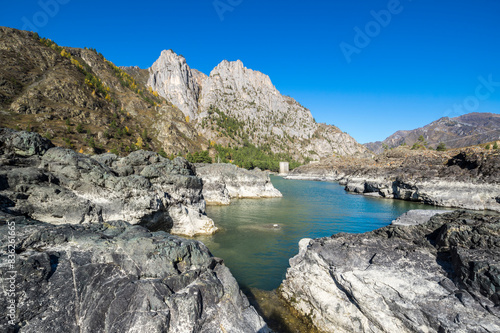 View of river Katun and Altay mountains