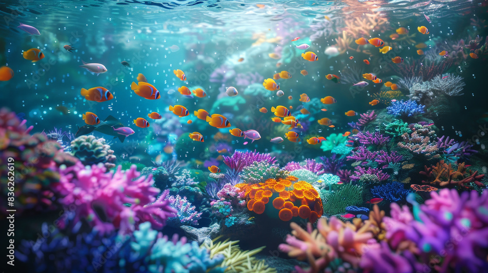 Fototapeta premium Ocean Harmony - Vibrant Underwater World Advocating Marine Conservation