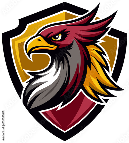 Eagle head logo shield esport mascot vector design