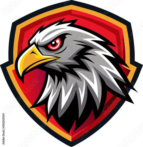 Eagle head logo shield esport mascot vector design