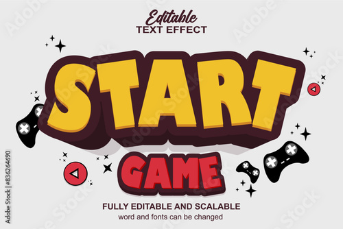 START GAME 3D EDITABLE TEXT EFFECT VECTOR FILE