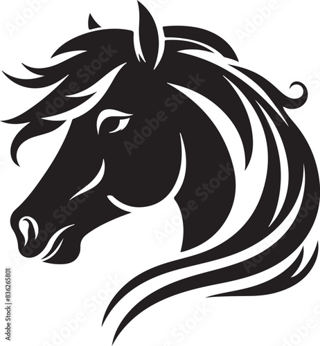 Horse vector, silhouette style and white background.